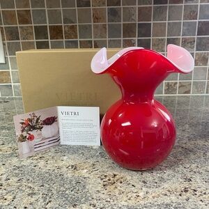 Vietri Scarlet and Blush Glass Vase